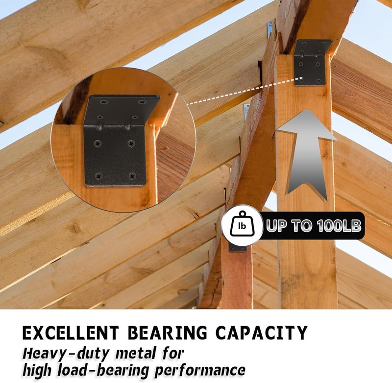 MOZCORN 4 Pack L Brackets for Wood Matte Black Strong Corner Brace, Ribbed Corner Brackets for Wood Projects Furniture Fix and Replacement, Easy to Install, 2.5 x 2.75 x 2.75 in - Image 5